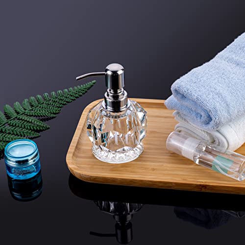 Crystal Glass Soap Dispenser For Bathroom, Modern Decorative Hand Soap Dispenser With Rust Proof Stainless Steel Pump, Premium Lotion Dispenser For Kitchen Hotel Club Ornaments (4X4X5.5Inch Clear) #TOP1
