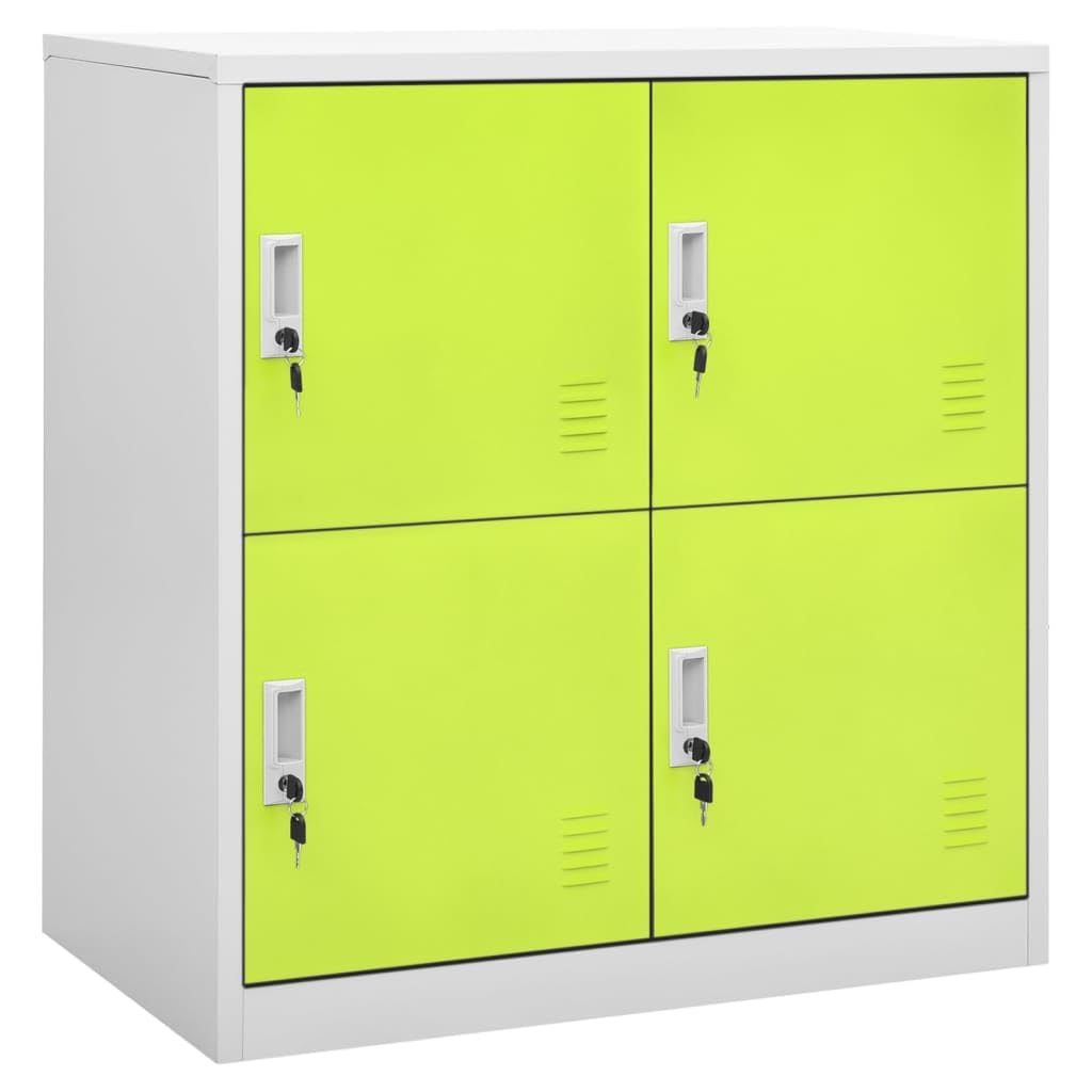 Juego de 2 taquillas de acero con cerradura, 90 x 45 x 92,5 cm, color gris claro y verde
