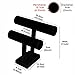Flexzion Black Velvet Hovering 2 Tier T-bar Jewelry Stand Display Storage Store Rack - Removable Necklace Bracelet Earring Bangle Pendants Anklet Tower Watch Key Holder Organizer For Women Men Girl