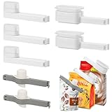 7PCS Bag Clips for Food,3 Sizes Bag Clips with Pour Spout Reusable Food Storage Clip with Graduated Lid,Sealing Clip with Nozzle Snack Dispenser Ideal for Cereal Liquid Flour Cat/Dog Organization