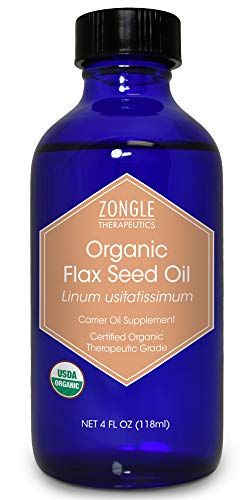 Organic, Flaxseed Oil, Liquid, Supplement, for Cooking, Hair – 100% Pure, Flaxseed Oil, by Zongle Therapeutics, 4 OZ