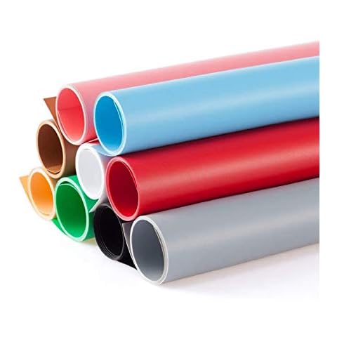 Meking 40 x 80inch Photography Backdrop Matte PVC Background Paper 9 in 1 Kit for Photo Studio 9 Color Cover