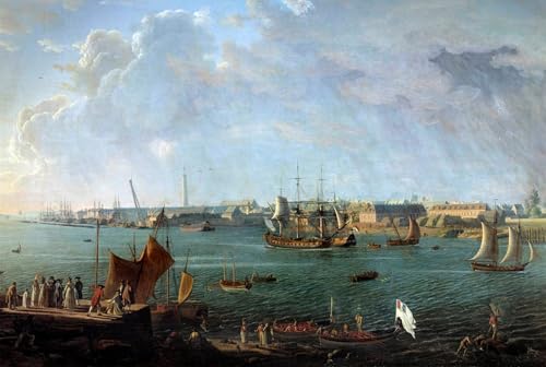 Vue du port de Lorient Jean François Hue grande toile paysage pour embellir un cabinet de travail