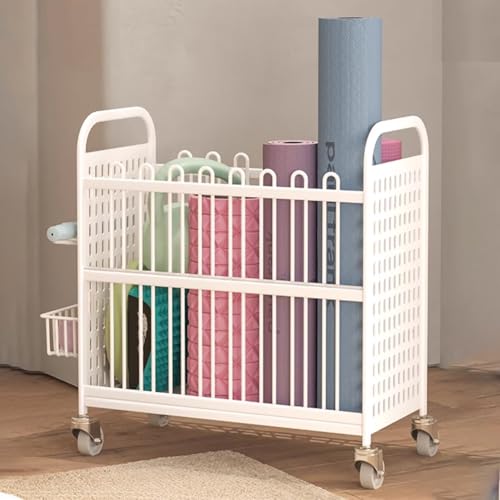 Support de rangement pour tapis de yoga grand volume cadre acier avec roulettes de gym