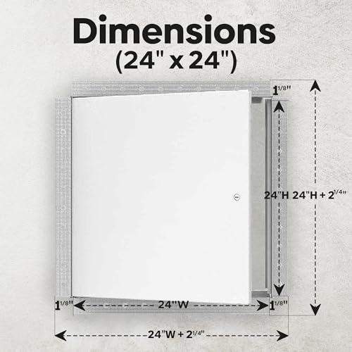 BEST 24\" x 24\" Universal Metal Access Panel with Bead Flange, 16-Gauge Steel Access Door with Hidden Hinge, LEED Compliant Access Panel for Non-Rated Drywall/Ceilings, Screwdriver Latch,AMZ-BA-AHD-GYP