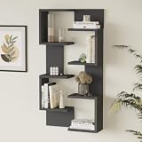 [en.casa] Set 2 Scaffali da Parete Mensole Moderne Libreria a Muro con Ripiani Asimmetrici per Soggiorno Camera Ufficio 93 x 24 x 15 cm Antracite