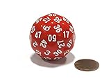 Sixty-Sided D60 35mm Large Gaming Dice - Red with White Numbers