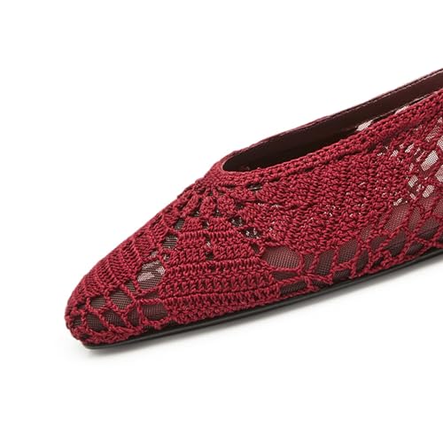 Mesh Ballet Flats for Women Crochet Detail Stylish Pointed Toe Comfortable and Breathable Shoes Cute and Elegant Design3