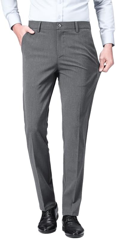 ESSYSHE Men’s Slim Fit Dress Pants Flat Front Tapered Dress Pants Stretch Suit Pants for Men - Image 4