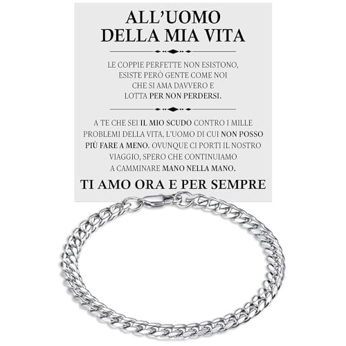 Bracciale Cubano Uomo in Acciao Inox Lucidato Marito Fidanzato Ragazzo