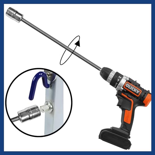 Olicky Wohnwagen Kurbel für Akkuschrauber, Verlängerung Kurbel Mit 19mm Nuss (3/4) für Kurbelstützen Länge 32cm, Geeignet für Wohnwagen und Wohnmobile