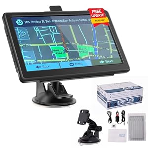 GPS Navigator for Car, Truck GPS with 7” Touchscreen, Free Lifetime Updates, Car Navigation System with Turn-by-Turn Voice Guidance, Speed & Red Light Warning for All Cars (Black)