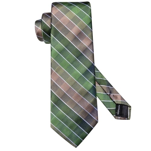 Image of Dubulle Mens Paisley Floral Silk Tie for Men Striped Necktie and Pocket Square Cufflinks Set Wedding Business