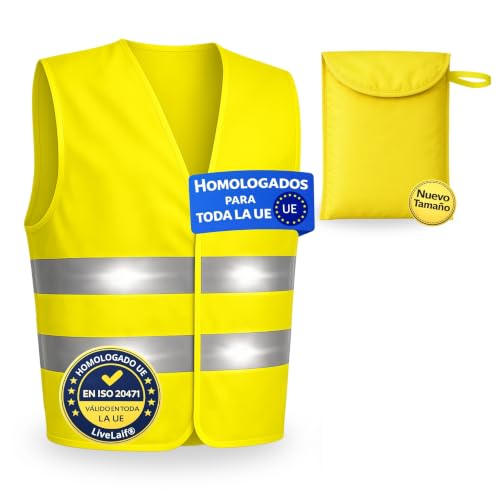 LiveLaif Pack 1 Chaleco Reflectante Homologado ISO 20471 + 1 Funda (L)