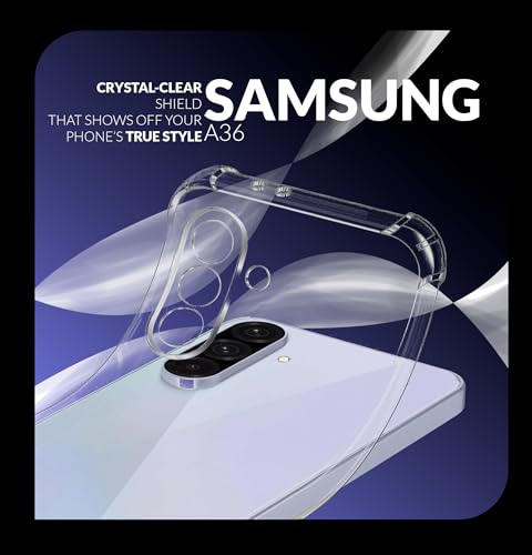 Image of Back Cover Case + Screen Protector for Samsung Galaxy A36 5G | Transparent Mobile Phone Back Case Cover for Samsung Galaxy A 36 | Samsung A36 5G TPU Transparent Back Cover Case