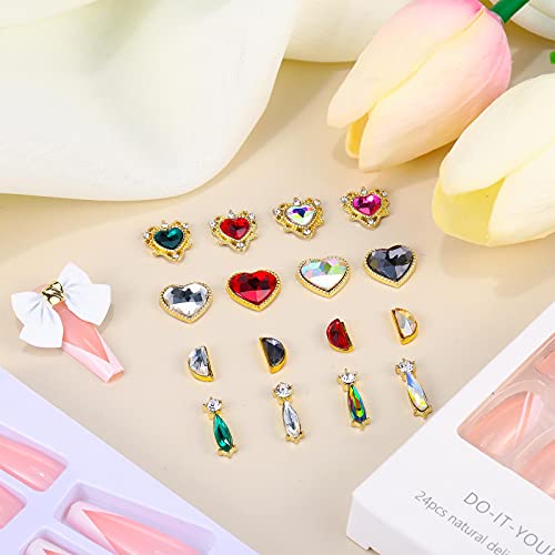38 Pieces Nail Charm Rhinestones Metal Gold Nail Rhinestones 3D Nail Charms Ab Iridescent Nail Art Rhinestones Heart Drop Crystal Diamond For Crafts Jewelry Diy Acrylic Nail Decoration Supplies #TOP6