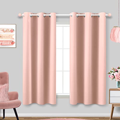 Image of Pink Curtains 54 Inch Length for Girls Room Decor 2 Panels Grommet Window Blackout Drapes Insulated Thermal Light Blocking Room Darkening Curtains for Bedroom Girls Kids Nursery Pale Blush Pink