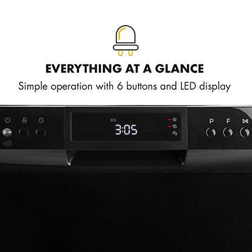 Klarstein Amazonia Neo - vaatwasser, vaatwasser, vrijstaand, semi-geïntegreerd, 205 kWh/jaar, 55 cm breed, 8 couverts, 8 programma's, Aquastop, zwart - Afbeelding 8