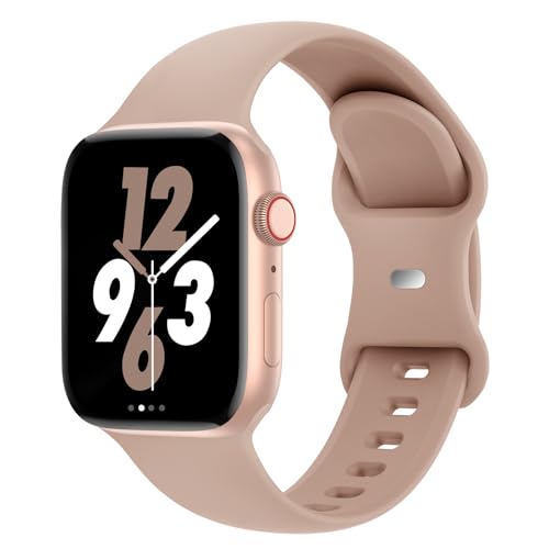 Sport Band Compatible with Apple Watch 38mm 40mm 41mm 42mm 44mm 45mm 46mm 49mm, Replacement Soft Silicone Strap Wristbands for iWatch Series 11/10/9/8/7/6/5/4/3/2/1 Ultra SE Women Men, Milk Tea