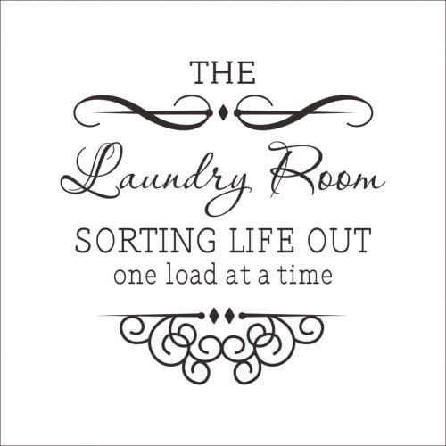The Laundry Room Sorting Life Out One Load at a Time Wall Quote Vinyl Mural Art Decal Romoveable Black Carved Home Decal Sticker (Black)
