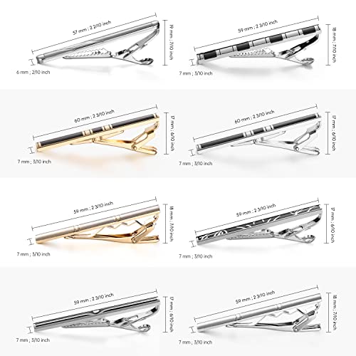 wynameleri Classic Tie Bars Clips 8 PCS, Business Shirt Necktie Pin Pinch Clip Set for Men3