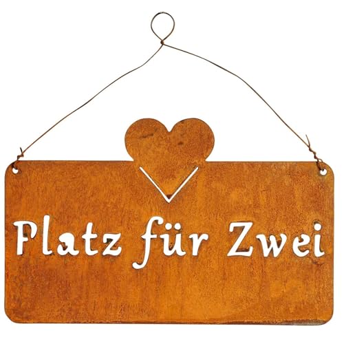 Gartenschild Rost mit Spruch 'Platz für zwei' zum Aufhängen 22,5cm x...