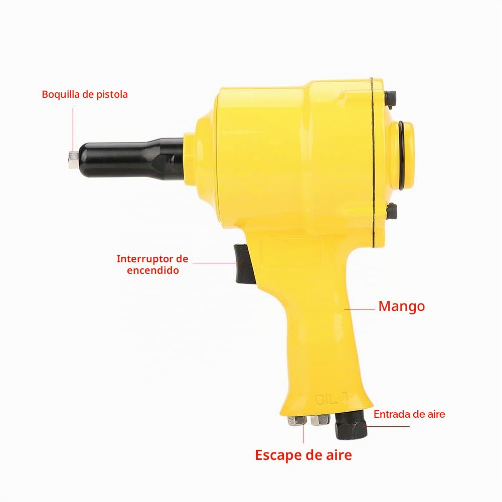 Pistola Remachadora Neumática, KP-705P Pistola Remachadora Ciega Neumática Pistola Remachadora con Empuñadura Herramienta Neumática de Remachado Para Trabajo de Metales y Aplicaciones