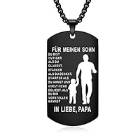 YOTHIWAD Halskette für Sohn - Dog Tag Kette mit Gravur Inspirierend Text Geschenk für Sohn von Mama Papa