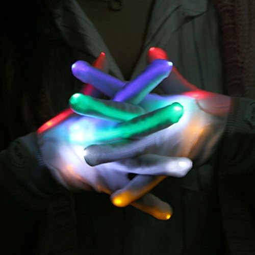 Vicloon LED Flashing Rave Gloves Finger Light Gloves with Multi Modes, Colorful Light Up Warm Gloves for Zoom Themed Night Party Festivals Halloween Christmas