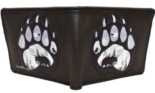 Shag Wear Bear Paw Animal Wallet for Men and Teen Boys Vegan Faux Leather 4" Black2