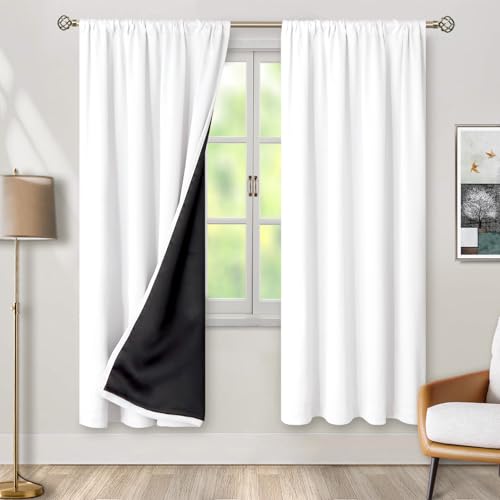 BGment White Blackout Curtains for Living Room, Thermal Insu