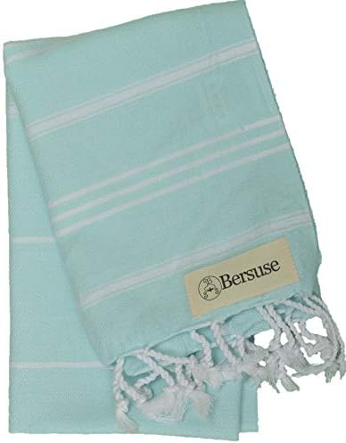 Bersuse 100% Cotton Anatolia Turkish Hand Towel - 23x43 Inches, Aqua Marine