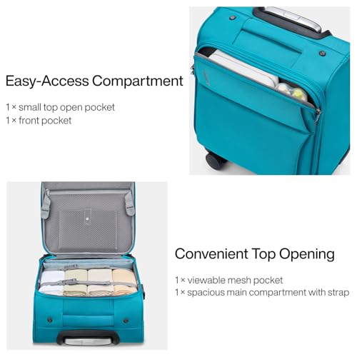 Image of Hanke Underseat Carry On Luggage with Wheels, Small Suitcase, Rolling Bag