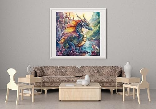 Image of Moohue Easy Stamped Cross Stitch Kits for Adults Beginners Animal Dragon Counted Cross Stitch Patterns Kits (Dragon 3)