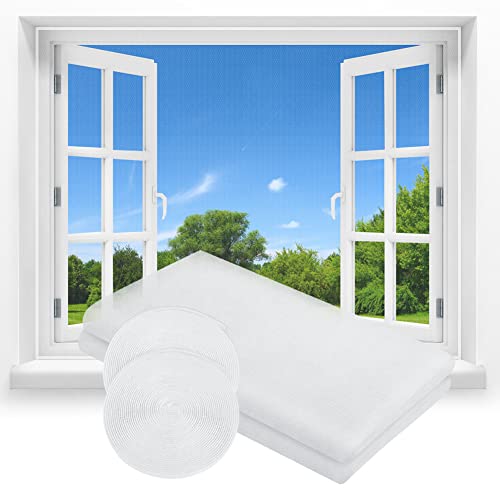 Flintronic 2PC Mosquitera Ventana, 1.3 x 1.5m Mosquiteras de Ventanas Adhesiva, Ajustables Mosquiteras Ventanas con 2 Velcros, Anti Mosquito Malla Protector, Contra Insectos Moscas Mosquitos (Blanco)