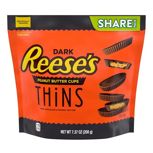 REESE'S THiNS Dark Chocolate Peanut Butter Cups, Candy Share Pack, 7.37 oz - Thumbnail 3