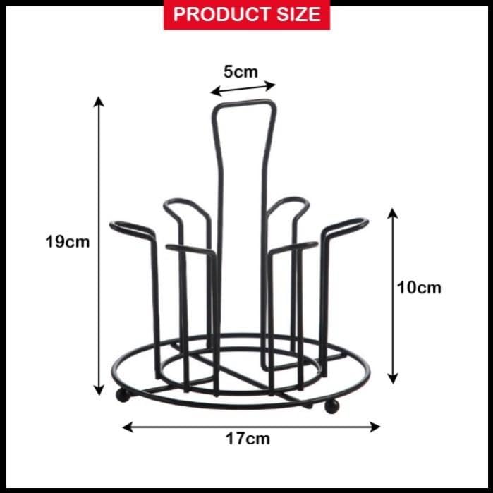 Image of Handcrafted Wrought Iron Glass Stand | Tumbler Holder for Kitchen /Dining Table | Rectangular Glass Organizer Rack | Rustic Drinkware Holder (ROUND DESIGN)