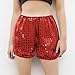 Sequin Shorts for Girls High Waist Y2k Party Concert Outfits Kids Elastic Waist Stage Performance Sparkly Mini Shorts Red