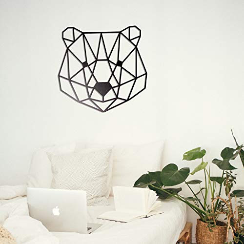 Metal Wall Art Decor | Geometric Wall Art Bear Animal Head Wall Art Decor For Livingroom / Bedroom Home Decor | Modern Hanging Wall Artwork For Kids Room / Nursery Room Decoration -10 X 10 Inches #TOP3