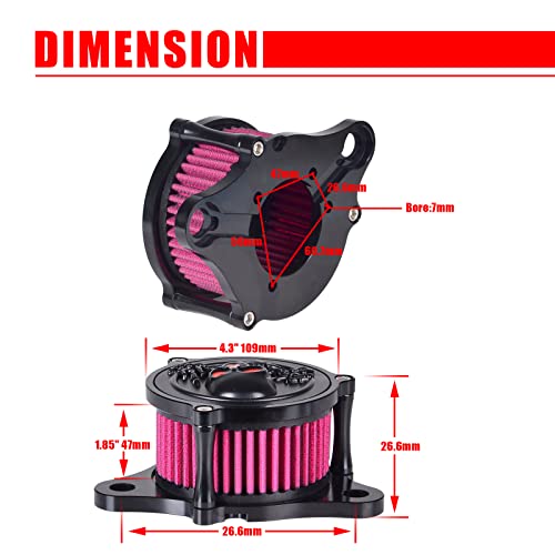 Image of Goldfire Motorcycle Air Cleaner Filters Washable CNC 3D Skeleton Skull With Red Eyes Air Cleaner Intake Filter Kit Fits For Harley Sportster Iron 883 Dark Custom XL883 1200 2004-2017 Accessories
