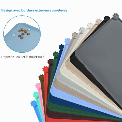 AUDWUD Tapis de nourriture pour chien chat animal de compagnie en silicone étanche , tapis de bol pour animal de compagnie antidérapant, tapis de nourriture pour animal de compagnie. – vue 3
