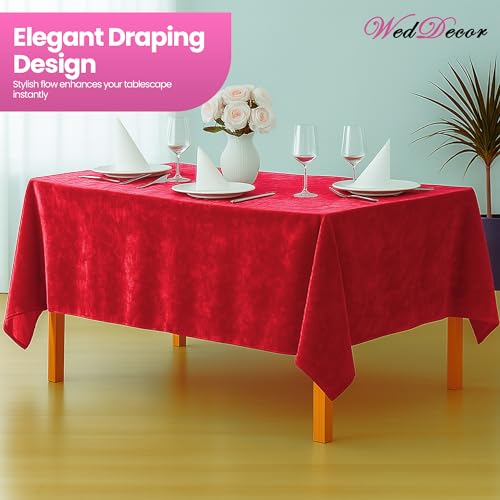 Nappe rectangulaire en velours lavable et infroissable rouge grand format x5 - 7