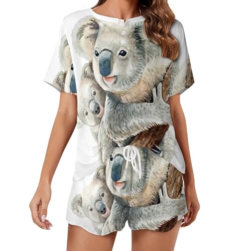 Pyjama koala peintre pour femme ensemble d'été manches courtes
