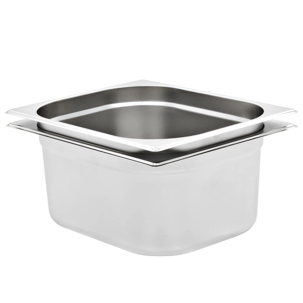 Juego de 2 recipientes Gastronorm, GN 1/2, 150 mm, acero inoxidable, para mantener el calor en el mostrador, buffet, catering, 325 x 265 x 150 mm, máx. 9,5 L