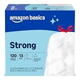 Amazon Basics Trash Bags, Tall Kitchen Drawstring, Unscented, 13 Gallon, 120 Count, Pack of 1, Packaging May Vary