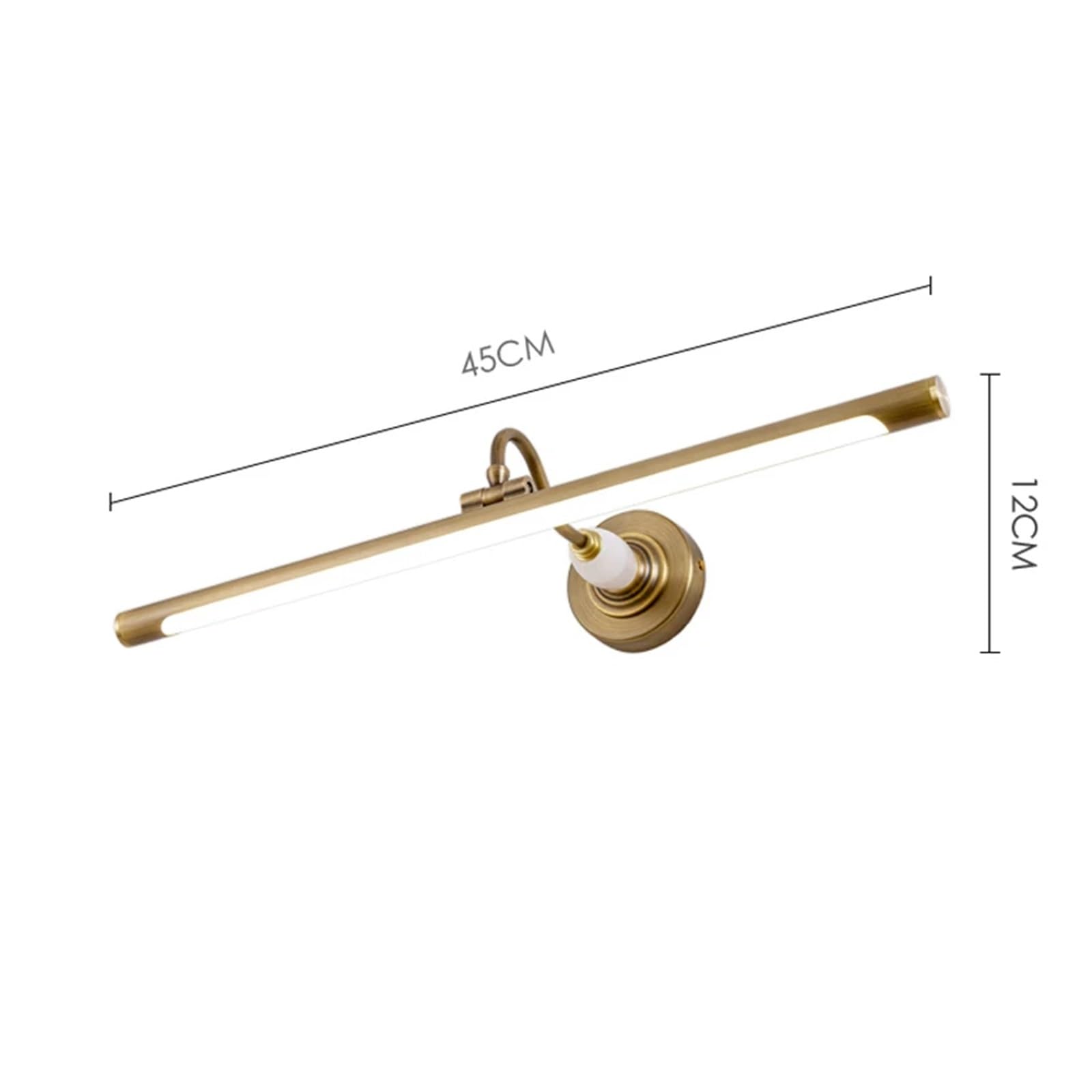Applique da parete vintage in rame e giada, a LED, for la casa, for il bagno, la camera da letto, lo specchio del trucco, la lampada da esposizione, 8 W, 43 cm(Vintage Copper)
