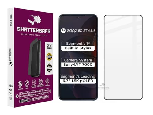 Image of Oleophobic Tempered Glass Screen Protector Compatible For Motorola Edge 60 Stylus [Pack of 1]. Edge To Edge Full Screen Protection With Easy Installation Kit & Case Friendly Fit.