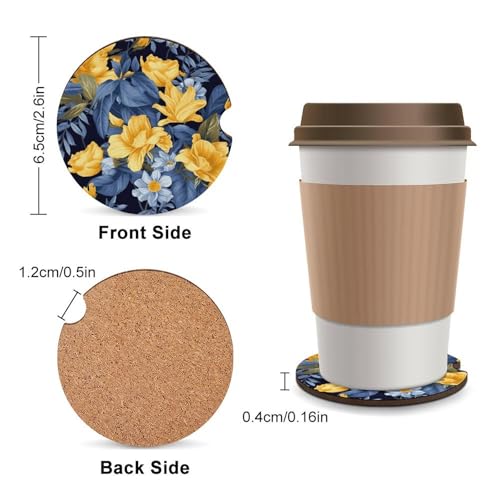 Portavasos de Madera para Carro 2.6" Azul Floral 2 Pack miniatura 2