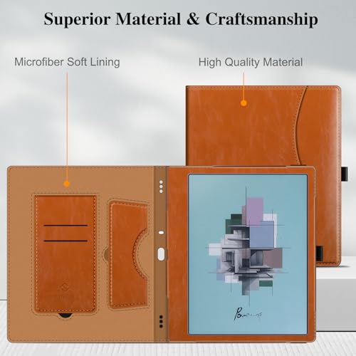 Fintie Stand Case for 10.3" BOOX Note Air3 C/Note Air 3 B/W E Ink Tablet ePaper - Premium PU Leather Stand Cover Auto Sleep/Wake with Card Slot and Pen Holder, Brown