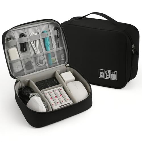 Tubarão Stores Bolsa Organizadora Estojo Para Cabos E Acessórios Eletrônicos Necessaire Portátil Organize seus Cabos, Fones e Carregador.